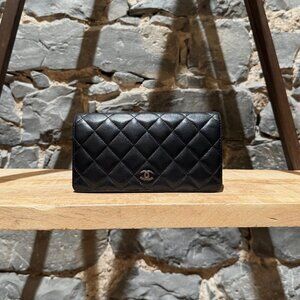 Chanel Black Quilted Lambskin CC Continental Wallet